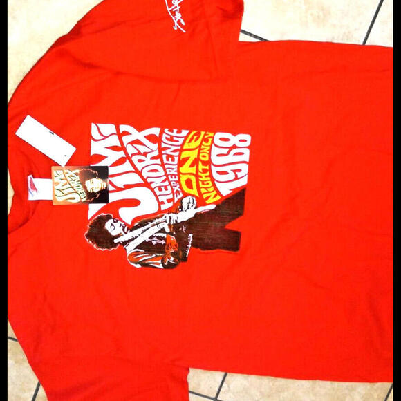 NEW JIMI HENDRIX Concert T-Shirt Size XL Red Experience 1968 COTTON TOP - Picture 5 of 5